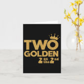 Twee gouden verjaardagsversieringen 2 op de 2e B-d Kaart (Gele Bloem)