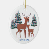 twee graden en drie bomen keramische cirkelvormgev keramisch ornament (Rechts)