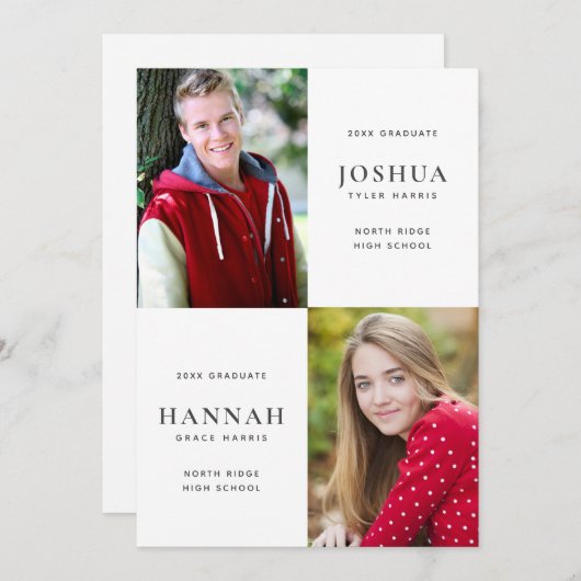 Twee Graduates Double Graduation Party Kaart (Voorkant / Achterkant)