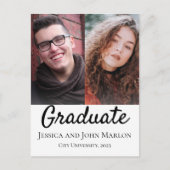 Twee Graduates Double Graduation Party-uitnodiging Briefkaart (Voorkant)