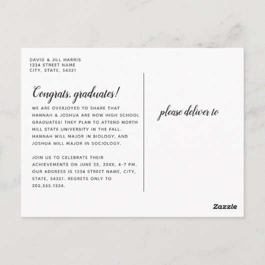 Twee Graduates Dubbel Afstuderen Foto Briefkaart (Achterkant)