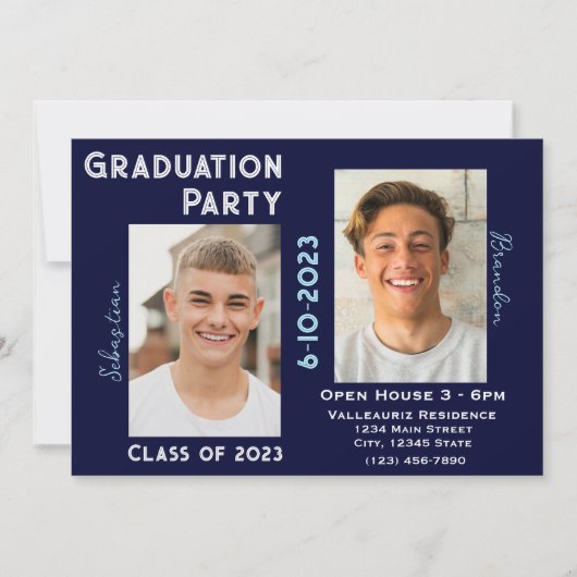 Twee Graduates Graduation Party Invitation w/Photo Kaart (Voorkant)