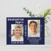 Twee Graduates Graduation Party Invitation w/Photo Kaart (Staand voorkant)