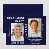 Twee Graduates Graduation Party Invitation w/Photo Kaart (Voorkant / Achterkant)