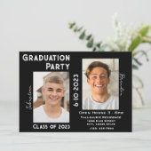 Twee Graduates Graduation Party Invitation w/Photo Kaart (Staand voorkant)