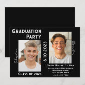 Twee Graduates Graduation Party Invitation w/Photo Kaart (Voorkant / Achterkant)