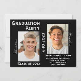 Twee Graduates Graduation Party Invitation w/Photo Kaart