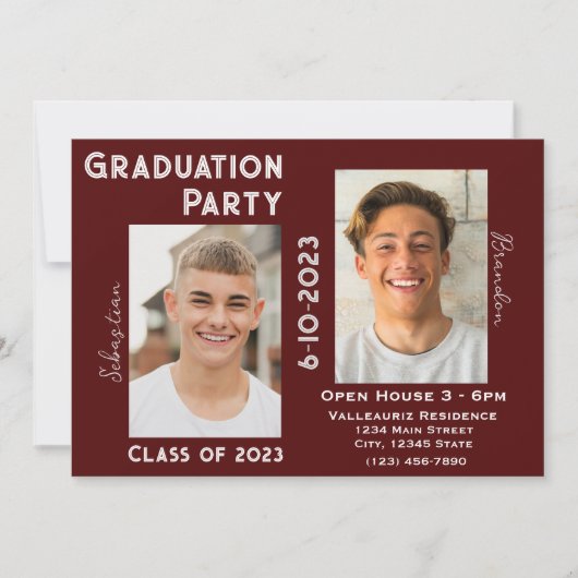 Twee Graduates Graduation Party Invitation w/Photo Kaart (Voorkant)