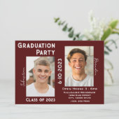 Twee Graduates Graduation Party Invitation w/Photo Kaart (Staand voorkant)