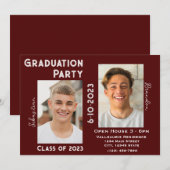 Twee Graduates Graduation Party Invitation w/Photo Kaart (Voorkant / Achterkant)