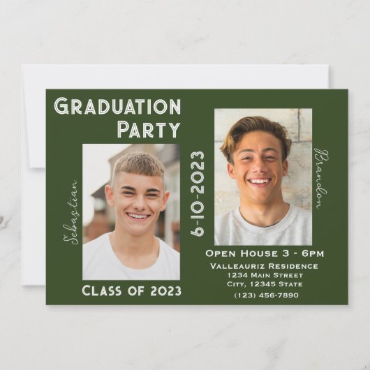 Twee Graduates Graduation Party Invitation w/Photo Kaart (Voorkant)