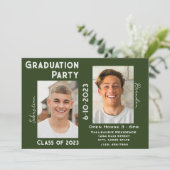 Twee Graduates Graduation Party Invitation w/Photo Kaart (Staand voorkant)
