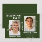 Twee Graduates Graduation Party Invitation w/Photo Kaart (Voorkant / Achterkant)