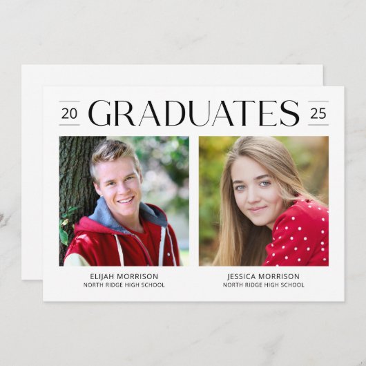 Twee Graduates Joint Afstuderen Moderne Afstudeerd Kaart (Voorkant / Achterkant)