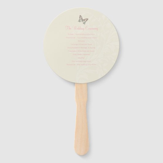Twee grafische inkten vlinders bruiloft programma  handwaaier (Achterkant)