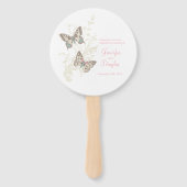 Twee grafische inkten vlinders bruiloft programma  handwaaier (Voorkant)