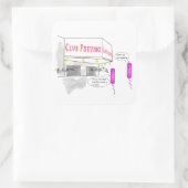 Twee gramnegatieve rijen lopen in een balk vierkante sticker (Tas)