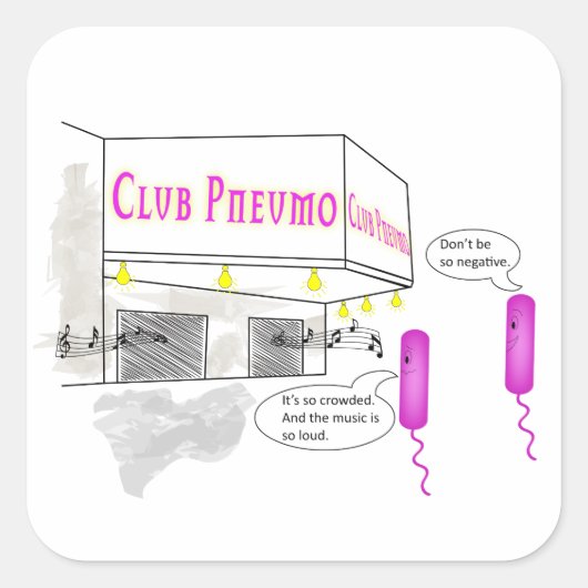 Twee gramnegatieve rijen lopen in een balk vierkante sticker (Voorkant)