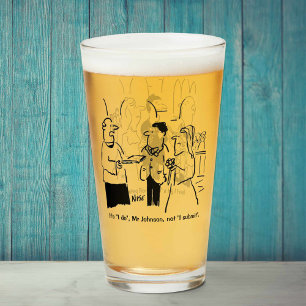 Twee Grappige Bruiloft & Huwelijk Cartoons op een Glas