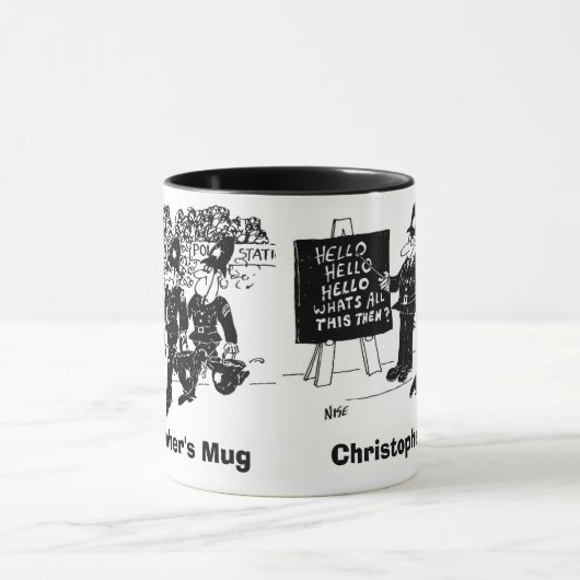 Twee grappige Cartoons. Naam toevoegen Keuze. Mok (Midden)