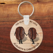 Twee grappige gebrande koffiebonen als jongen en m sleutelhanger (Voorkant)