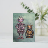 Twee grappige robots. briefkaart (Staand voorkant)
