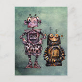 Twee grappige robots. briefkaart (Voorkant)