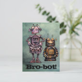 Twee grappige robots - Bro-Bot! Briefkaart (Staand voorkant)