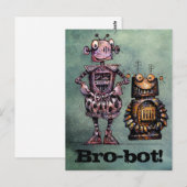 Twee grappige robots - Bro-Bot! Briefkaart (Voorkant / Achterkant)