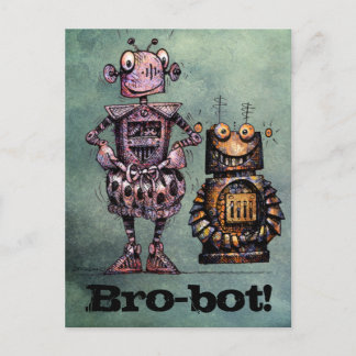 Twee grappige robots - Bro-Bot! Briefkaart