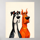 Twee Great Danes Muur Kunst Poster Print (Voorkant)