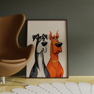 Twee Great Danes Muur Kunst Poster Print