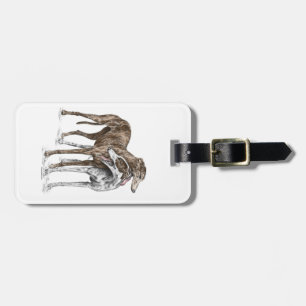 Twee Greyhound Friends Dog Art Bagagelabel