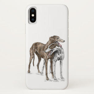 Twee Greyhound Friends Dog Art iPhone X Hoesje