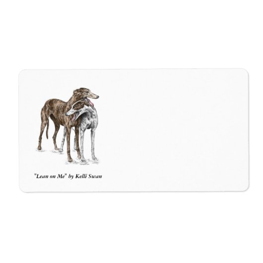 Twee Greyhound Friends Dog Art Etiket (Voorkant)