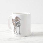 Twee Greyhound Friends Dog Art Koffiemok (Voorkant links)