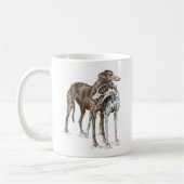 Twee Greyhound Friends Dog Art Koffiemok (Links)