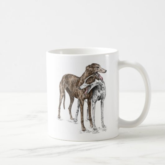 Twee Greyhound Friends Dog Art Koffiemok (Rechts)