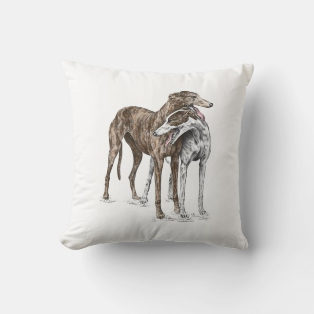 Twee Greyhound Friends Dog Art Kussen (Voorkant)