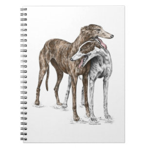 Twee Greyhound Friends Dog Art Notitieboek