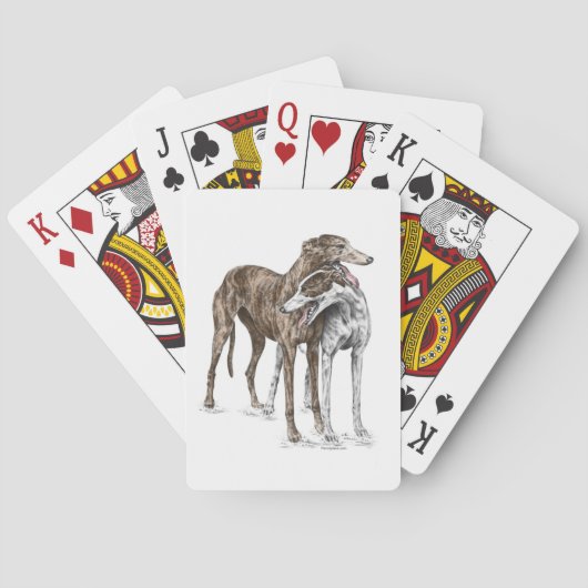 Twee Greyhound Friends Dog Art Pokerkaarten (Achterkant)