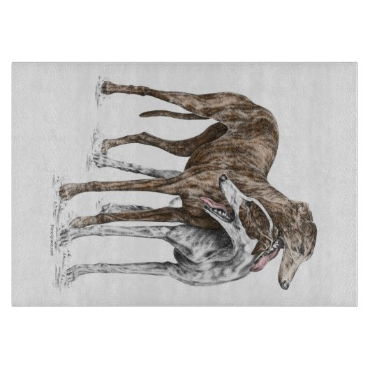 Twee Greyhound Friends Dog Art Snijplank (Voorkant)