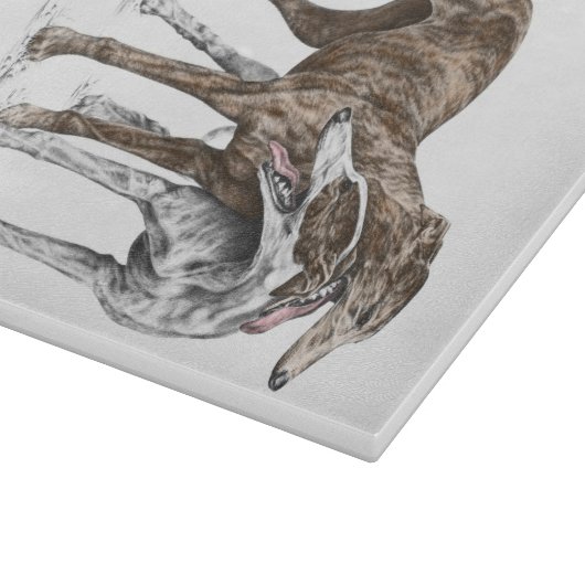 Twee Greyhound Friends Dog Art Snijplank (Hoek)