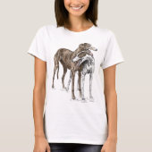 Twee Greyhound Friends Dog Art T-shirt (Voorkant)