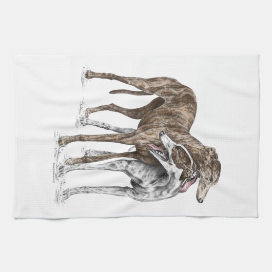 Twee Greyhound Friends Dog Art Theedoek (Horizontaal)