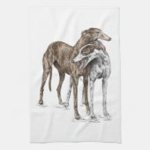 Twee Greyhound Friends Dog Art Theedoek (Verticaal)