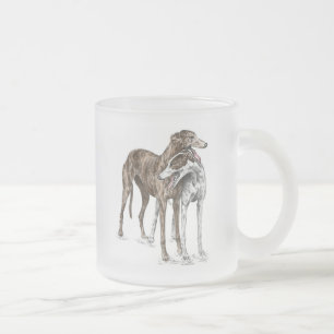 Twee Greyhound Vrienden Honden Kunst Matglas Koffiemok