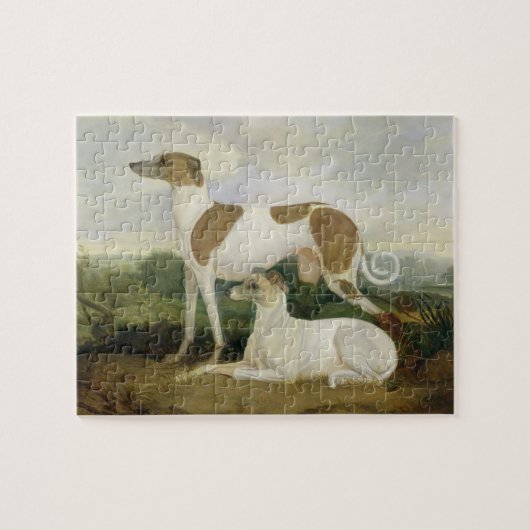 Twee Greyhounds in een Landschap (olie op canvas) Legpuzzel (Horizontaal)