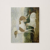 Twee Greyhounds in een Landschap (olie op canvas) Legpuzzel (Verticaal)