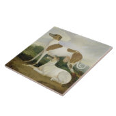 Twee Greyhounds in een Landschap (olie op canvas) Tegeltje (Zijkant)